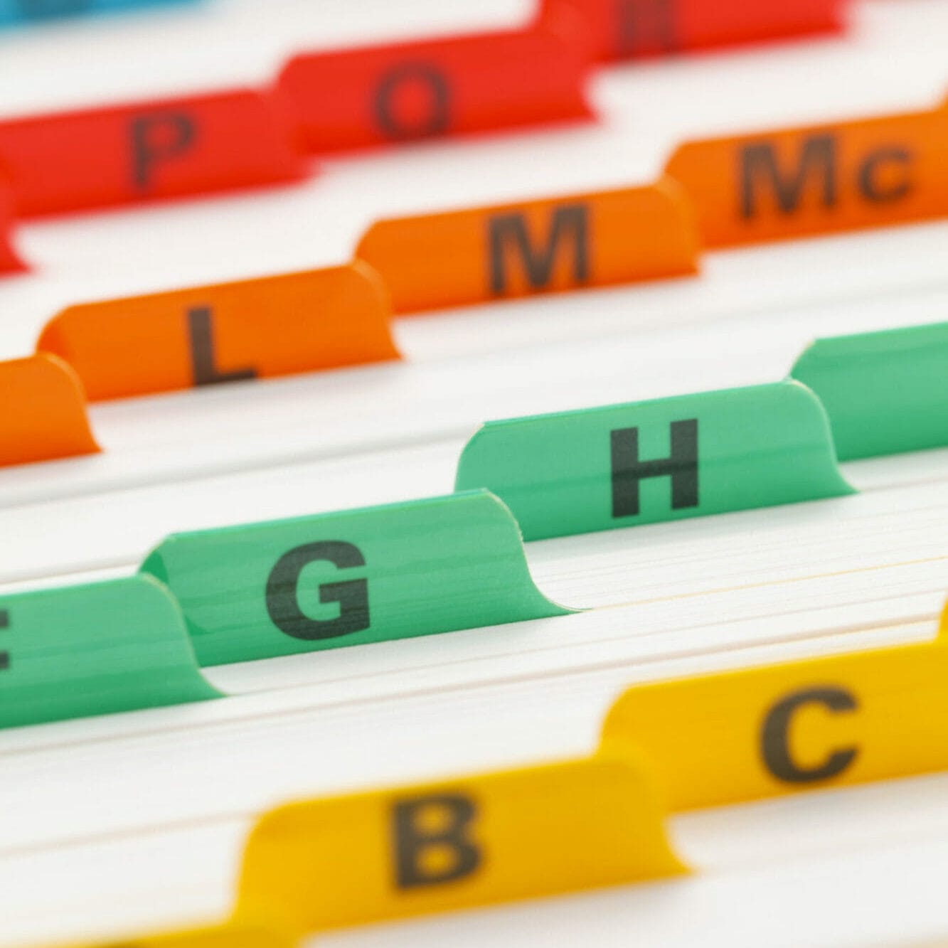 Alphabetical Color Coded Business Card File System.